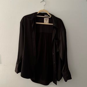 Abercrombie Black Satin Oversized Shirt